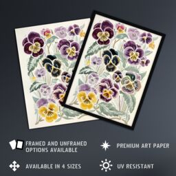 "Artery8 Floral Purple Yellow Pansies Wildflower Painting Wall Art Print - Size: W24"" x H32""" - thumbnail 2