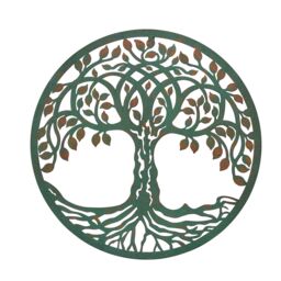 mysmartbuy Tree of Life - 60 cm Verdigris Outdoor Wall Art with Rustic Metal Finish, Easy to Hang in Green - thumbnail 2