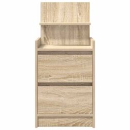 Berkfield Home Bedside Cabinets with 2 Drawers 2 pcs Sonoma Oak 38x34x80 cm in Brown - Size: 38 x 34 x 80 cm - thumbnail 7