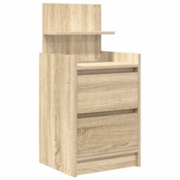 Berkfield Home Bedside Cabinets with 2 Drawers 2 pcs Sonoma Oak 38x34x80 cm in Brown - Size: 38 x 34 x 80 cm - thumbnail 5