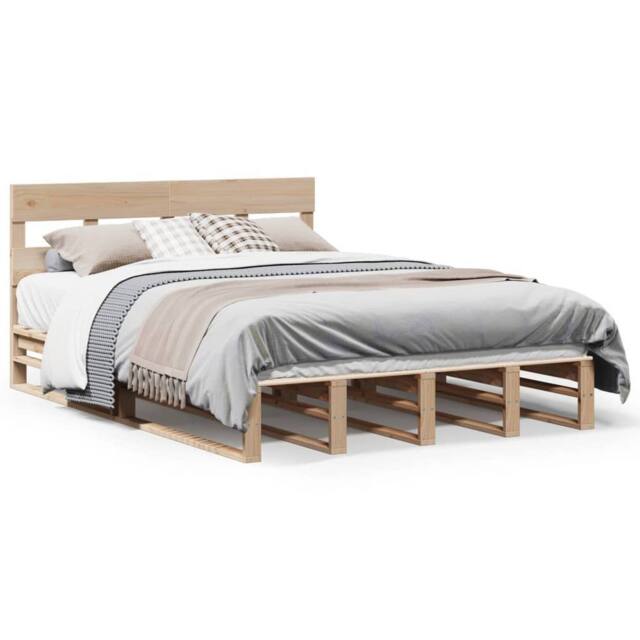 Berkfield Home Bed Frame without Mattress 140x190 cm Solid Wood Pine in Light Brown - image 1