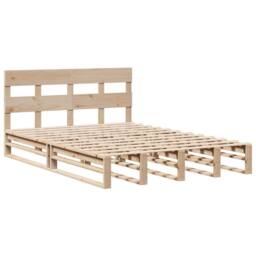 Berkfield Home Bed Frame without Mattress 140x190 cm Solid Wood Pine in Light Brown - thumbnail 3