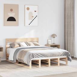 Berkfield Home Bed Frame without Mattress 140x190 cm Solid Wood Pine in Light Brown - thumbnail 2