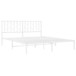 Berkfield Home Metal Bed Frame without Mattress with Headboard White 160x200cm - Size: 160x200 cm - thumbnail 4