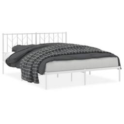 Berkfield Home Metal Bed Frame without Mattress with Headboard White 160x200cm - Size: 160x200 cm