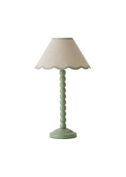 ValueLights Bobbins Sage Green Table Lamp with Tapered Natural Linen Scallop Shade in Pale Green - thumbnail 7