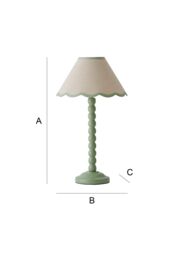 ValueLights Bobbins Sage Green Table Lamp with Tapered Natural Linen Scallop Shade in Pale Green - thumbnail 8