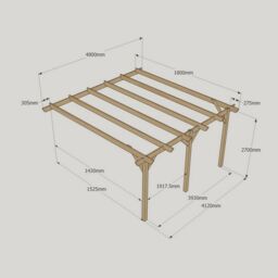Rutland County Garden Furniture Ltd Wall Mounted Garden Pergola 3 Posts, Wood, L180 x W480 x H270cm, Green in Brown - thumbnail 6