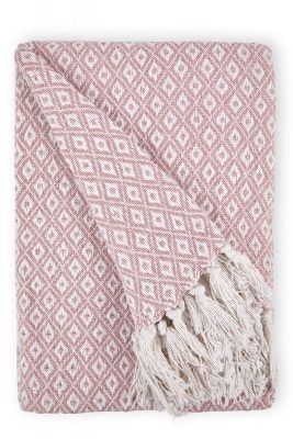 New Edge Blinds Stockholm Collection Cotton Throw in Pink - Size: 127 cm x 152 cm - image 1