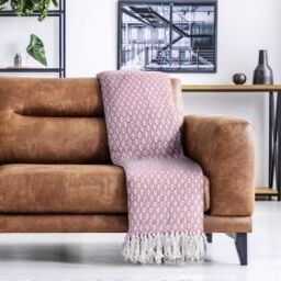 New Edge Blinds Stockholm Collection Cotton Throw in Pink - Size: 127 cm x 152 cm - thumbnail 3