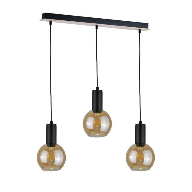 Netlighting Jantar Bar Pendant Ceiling Light Wood 60cm 3x E27 in Brown