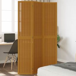 Berkfield Home Room Divider 3 Panels Brown Solid Wood Paulownia