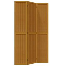 Berkfield Home Room Divider 3 Panels Brown Solid Wood Paulownia - thumbnail 2