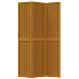 Berkfield Home Room Divider 3 Panels Brown Solid Wood Paulownia - thumbnail 4
