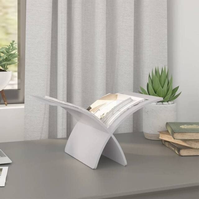 Berkfield Home Elegant Wooden Magazine Rack Floor Standing White - image 1