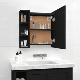 Berkfield Home Mirror Cabinet with LED Black 70x16.5x60 cm - thumbnail 3