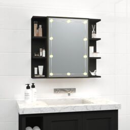 Berkfield Home Mirror Cabinet with LED Black 70x16.5x60 cm - thumbnail 5
