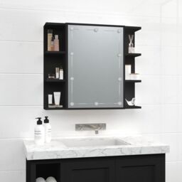 Berkfield Home Mirror Cabinet with LED Black 70x16.5x60 cm - thumbnail 4