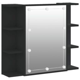 Berkfield Home Mirror Cabinet with LED Black 70x16.5x60 cm - thumbnail 2