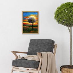 Artery8 The Wildflower Tree Summer Meadow Oil Painting Artwork Framed Wall Art Print A4 in Light Oak - thumbnail 2