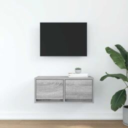 Berkfield Home TV Cabinet Grey Sonoma 60x31x25.5 cm Engineered Wood - thumbnail 3