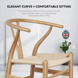 Luxury Living Beech Wishbone Dining Chairs Pair in Natural - thumbnail 7