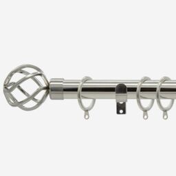 New Edge Blinds Stainless Steel 28mm Cage Fixed Length Metal Curtain Pole in Light Grey - Size: 70 cm - thumbnail 1