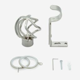 New Edge Blinds Stainless Steel 28mm Cage Fixed Length Metal Curtain Pole in Light Grey - Size: 70 cm - thumbnail 3