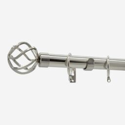 New Edge Blinds Stainless Steel 28mm Cage Fixed Length Metal Curtain Pole in Light Grey - Size: 70 cm - thumbnail 2