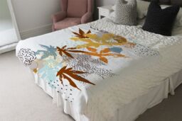 Benjamin Tate Design Japanese Leaves Blanket in Natural - Size: 120 cm x 150 cm - thumbnail 3