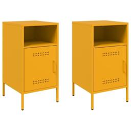 Berkfield Home Bedside Cabinets 2 pcs Mustard Yellow 36x39x68 cm Steel - Size: 36 x 39 x 68 cm