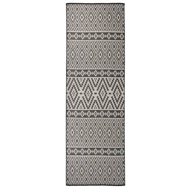 Berkfield Home Outdoor Flatweave Rug 80x250 cm Black Stripes - Size: Medium - image 1
