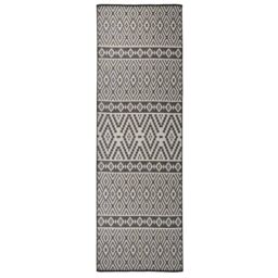 Berkfield Home Outdoor Flatweave Rug 80x250 cm Black Stripes - Size: Medium - thumbnail 1