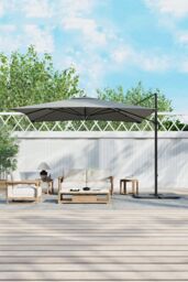 H&O Direct 3m x 3m Square Rotating Outdoor Cantilever Parasol with Square Base in Dark Grey - thumbnail 2