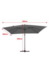 H&O Direct 3m x 3m Square Rotating Outdoor Cantilever Parasol with Square Base in Dark Grey - thumbnail 5