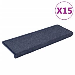 Berkfield Home Carpet Stair Treads 15 pcs 65x21x4 cm Grey & Blue - Size: Medium - thumbnail 2