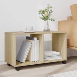 Berkfield Home Decorative vidaXL¬†Rolling¬†Cabinet¬†Sonoma Oak 72x33x42.5 cm Eng in Light Tan