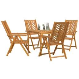 Berkfield Home Stylish 5 Piece Garden Dining Set Solid Wood Acacia in Brown - thumbnail 1