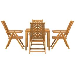 Berkfield Home Stylish 5 Piece Garden Dining Set Solid Wood Acacia in Brown - thumbnail 7