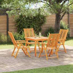 Berkfield Home Stylish 5 Piece Garden Dining Set Solid Wood Acacia in Brown - thumbnail 2