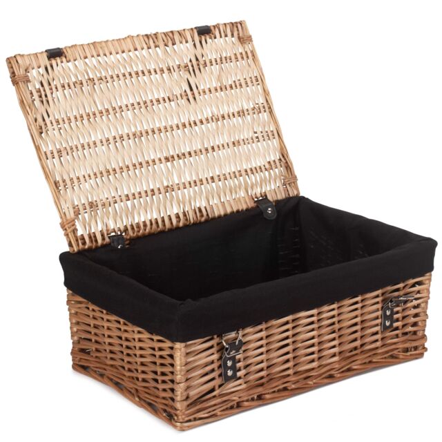 Red Hamper Wicker Large Cotton Lined Hamper in Black - image 1