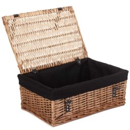 Red Hamper Wicker Large Cotton Lined Hamper in Black - thumbnail 1