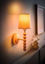 ValueLights Bobbins Pastel Bobble Wall Light & Natural Linen Trim Lamp Shade in Pale Pink - thumbnail 2