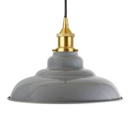 SE Home French Grey St Edmund's Pendant Light - Polished Brass - Black Round - thumbnail 1