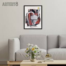 "Artery8 Industrial Machinery Cubist Painting Demuth Framed Canvas Wall Art in White - Size: W12"" x H16""" - thumbnail 3