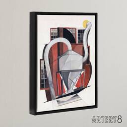 "Artery8 Industrial Machinery Cubist Painting Demuth Framed Canvas Wall Art in White - Size: W12"" x H16""" - thumbnail 2