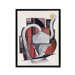 "Artery8 Industrial Machinery Cubist Painting Demuth Framed Canvas Wall Art in White - Size: W12"" x H16""" - thumbnail 1