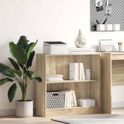 Berkfield Home Bookshelf Sonoma Oak 80x24x75 cm Engineered Wood in Brown - Size: 80 x 24 x 75 cm - thumbnail 2
