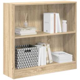 Berkfield Home Bookshelf Sonoma Oak 80x24x75 cm Engineered Wood in Brown - Size: 80 x 24 x 75 cm - thumbnail 4