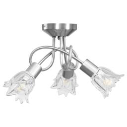 Berkfield Home Elegant Ceiling Lamp with Transparent Glass Shades for 3 E14 Bulb in Silver - thumbnail 4